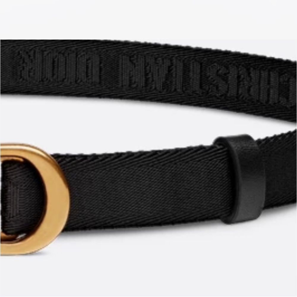 Dior Kids Black Belt with Gold Buckle - Picture 2 of 5